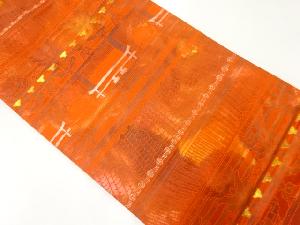 リサイクル　寺院に瓦屋根・垂木模様織出し名古屋帯